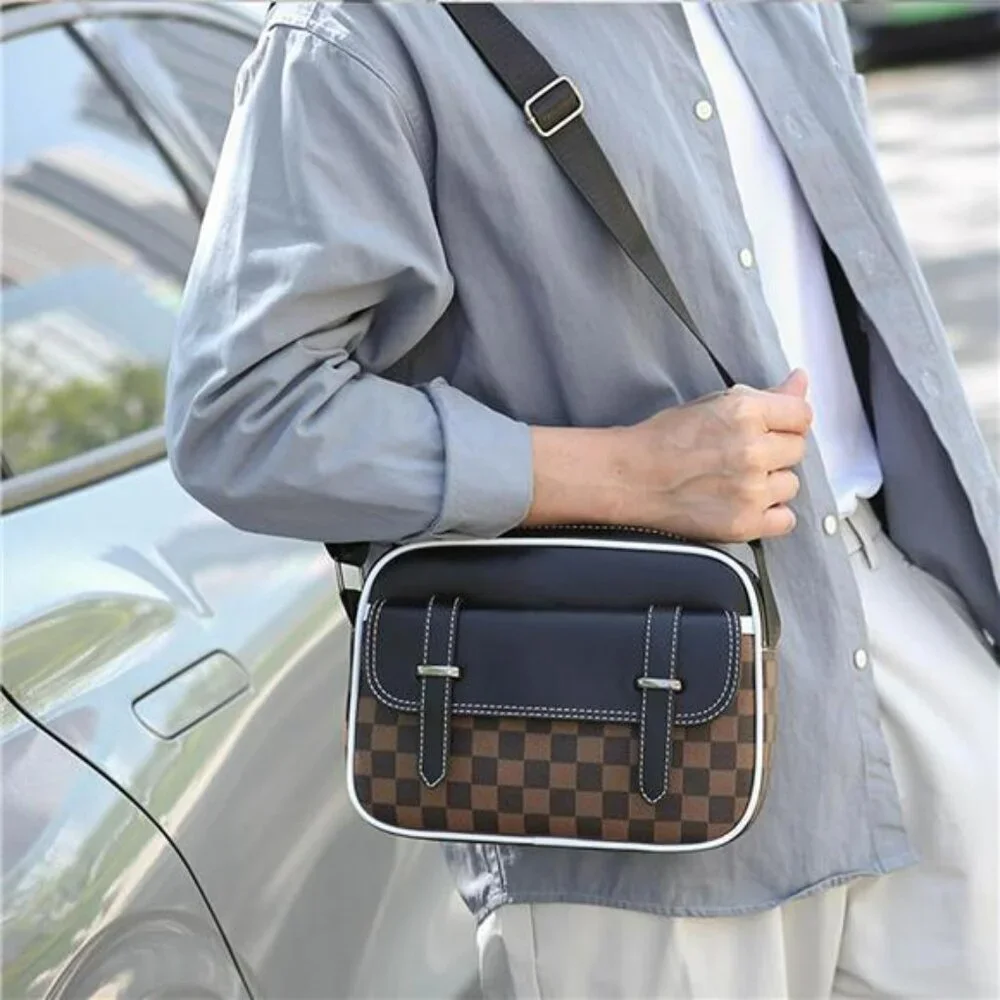 Mens Crossbody Bag PU Leather Shoulder Messenger Bag Travel Work Daily Purse